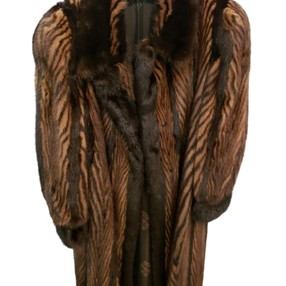 Luxurious Vintage Ranch Demi Two Tone Brown Mink Fur Long Coat Mint Condition - Picture 4 of 5